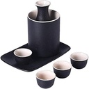 Sake Pots & Sets Japanese Sake Set Traditional Sake Cup Ceramic for Home, Include 4 Cup,Sake Set (A)