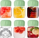 Danmu Glass Juice Bottles with Lids 10oz,Juicing Bottles Reusable Glass 100% Leakproof,Glass Bottles for Juicing,Water,Kombucha,Milk,Fruit Drinks,Milkshake,Borosilicate Glass,6 Pack,Dishwasher Safe