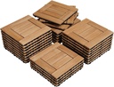 Yaheetech 27PCS Natural Wood Deck Tiles Interlocking Patio Deck Tiles Solid Wood and Plastic Indoor&Outdoor 12 x 12in