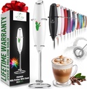 Zulay Powerful Milk Frother Handheld Foam Maker for Lattes - Whisk Drink Mixer for Coffee, Mini Foamer for Cappuccino, Frappe, Matcha, Hot Chocolate by Milk Boss (White Cactus)