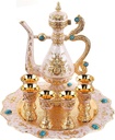 Zinc Alloy Gemstone 8pcs Bar Sets Liquor Spirit 1 Pot 1 Tray 6 Cups Liquor Sake Set Handmade Artwork Decoration Cup Set Wine Set Barware Gift (Gold), Gold, Silver, Red, Blue, GRB1018