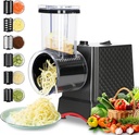 YOTAN Electric Cheese Grater, Electric Slicer Shredder with 6 Blades, 250W Salad Shooter, Enlarged Inlet and Dispenser, Automatic Vegetable Slicer for Cheeses, Fruits, Vegetables
