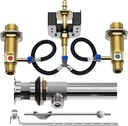 Upgraded Rough-In Valve with Drain Assembly,Compatible with Moen Widespread Bathroom Sink Faucets, Featuring, 1/2-Inch IPS Connections, S9000 Series, Brass Construction（Upgraded version）