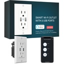Smart in Wall Outlet, Standard Electrical Outlets with 2 USB Ports & 2 Plugs, Work with Alexa Google Home 15 Amp Outlet ETL FCC for Home Office